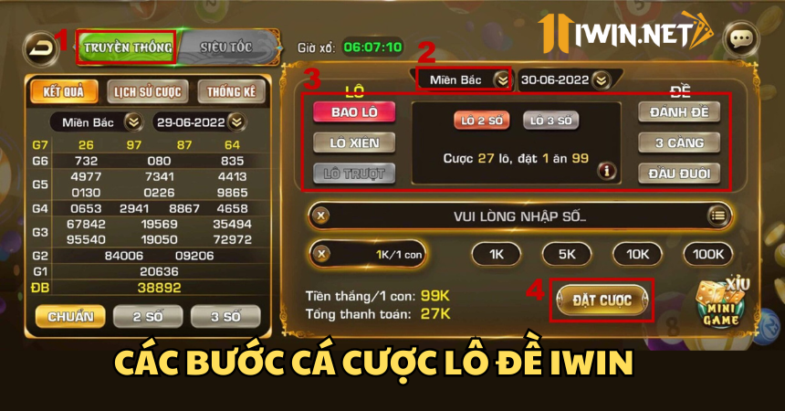 Chi tiết các bước tham gia cá cược lô đề tại iWin